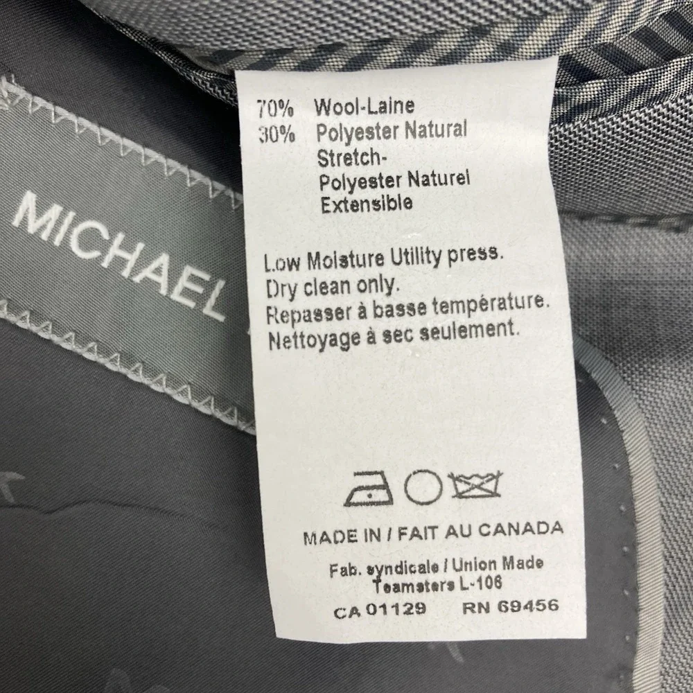 Michael Kors Mens Classic-fit Suit Jacket Blazer 50R Grey Stretch E06833